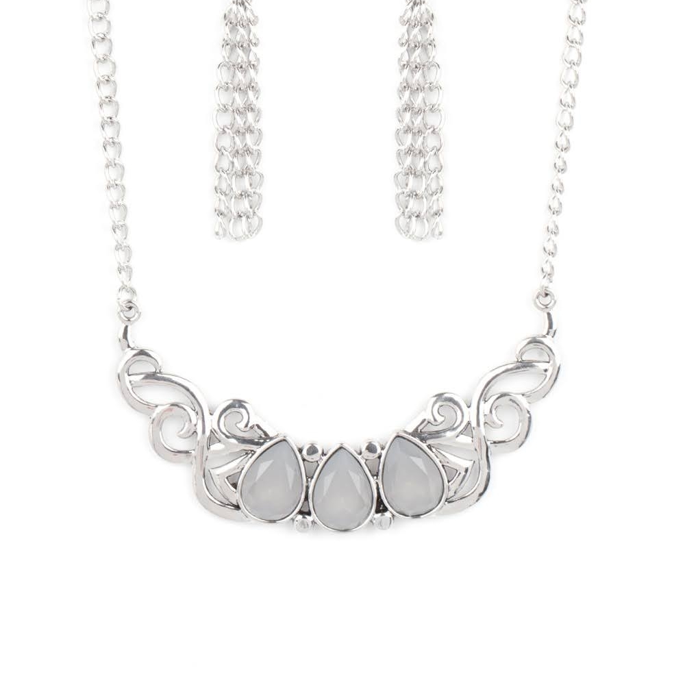 Elegant Silver Necklace with Teardrop Accents